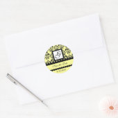 Sticker Rond DAMASK MONOGRAS jaune (Enveloppe)