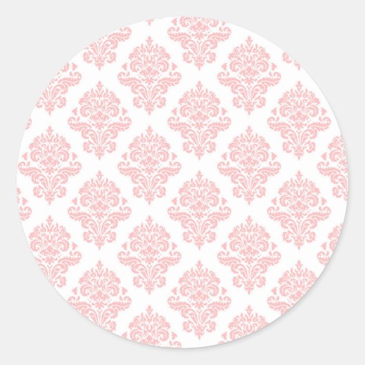 Sticker Rond Damask Pastel Rose Pêche  (Devant)