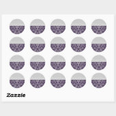 Sticker Rond Damask Purple Mariage (Feuille)