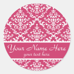 Sticker Rond Damask rose #1 personnalisable