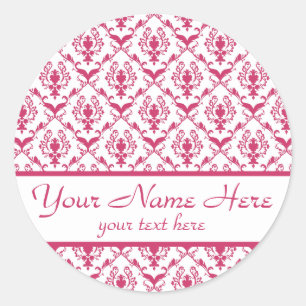 Sticker Rond Damask rose #2 personnalisable