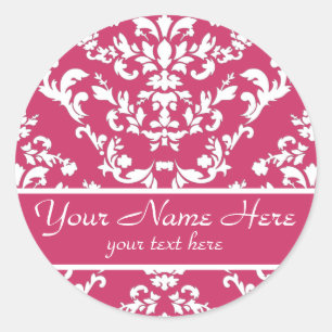 Sticker Rond Damask rose #3 personnalisable