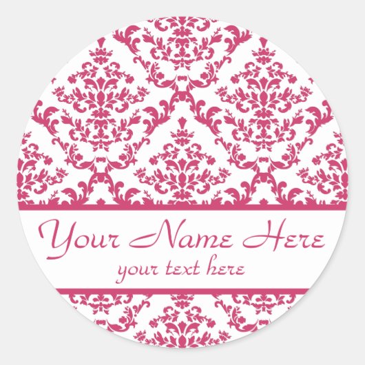 Sticker Rond Damask rose #4 personnalisable (Devant)