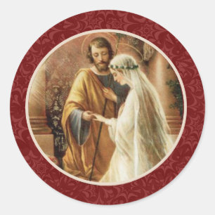Sticker Rond Damassé catholique traditionnelle de rouge foncé
