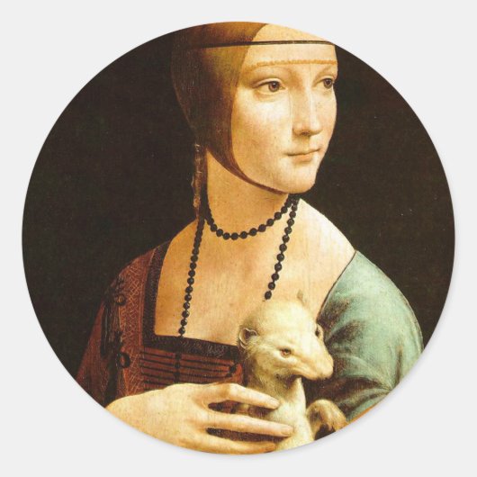 Sticker Rond Dame à l'hermine, Léonard de Vinci (Devant)