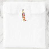 Sticker Rond Dame Art déco en forme (Sac)