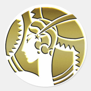 Sticker Rond Dame Art déco en or