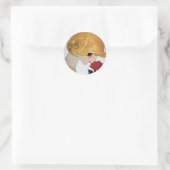 STICKER ROND DAME AVEC ROSE ROUGE (Sac)