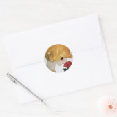 STICKER ROND DAME AVEC ROSE ROUGE (Enveloppe)