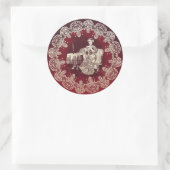 Sticker Rond dame boit du thé (Sac)