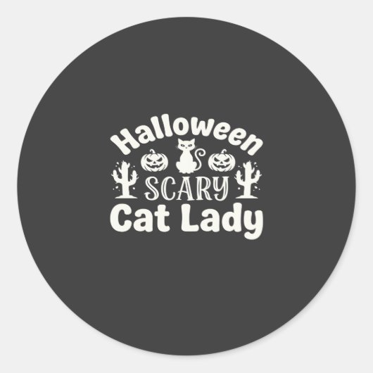 Sticker Rond Dame de chat effrayante Halloween_1 (Devant)