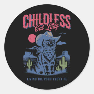 Sticker Rond Dame de chat pour Kamala Harris Amoureux des chats