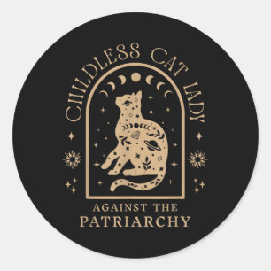 Sticker Rond Dame de chat sans enfant contre le patriarcat Femi