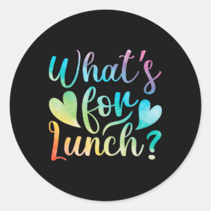 Sticker Rond Dame de la cantine Qu'est-ce qu'il y a pour le déj