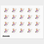 Sticker Rond Dame de nettoyage de caricatures (Feuille)