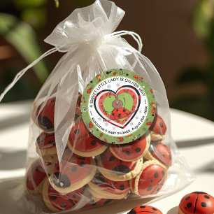 Sticker Rond Dame de yoga drôle Coccinelle Cœur Baby Shower