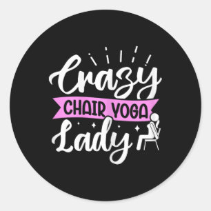 Sticker Rond Dame de yoga en chaise folle