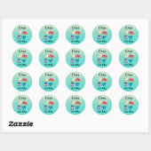 Sticker Rond Dame du chat fou et 4 chats mignons (Feuille)
