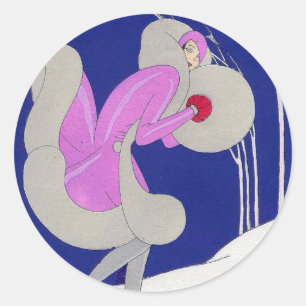 Sticker Rond Dame élégante en hiver