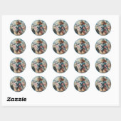 Sticker Rond Dame en armure bleue (Feuille)