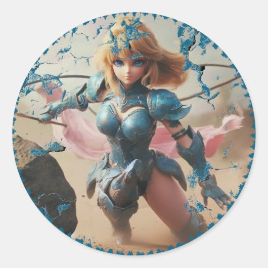 Sticker Rond Dame en armure bleue (Devant)