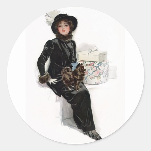 Sticker Rond Dame en noir (Devant)