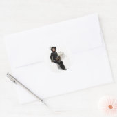 Sticker Rond Dame en noir (Enveloppe)