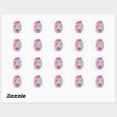 Sticker Rond Dame en rose (Feuille)