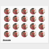 Sticker Rond Dame en rouge (Feuille)