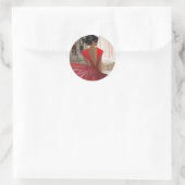 Sticker Rond Dame en rouge (Sac)