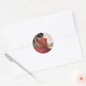 Sticker Rond Dame en rouge (Enveloppe)