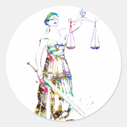 Sticker Rond Dame Justice (Devant)