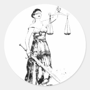 Sticker Rond Dame Justice