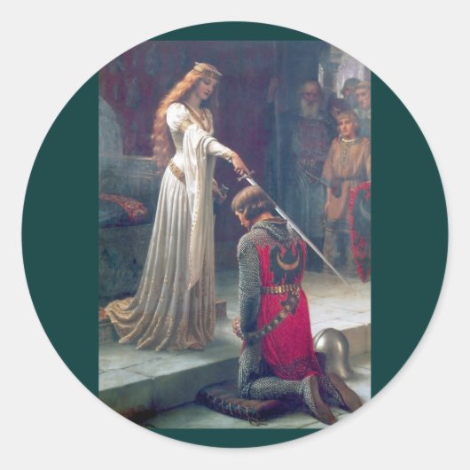Sticker Rond Dame reine chevalier chevalier peinture antique (Devant)