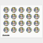 STICKER ROND DAME ROCOCO AUX ROSES ROSES ROSES (Feuille)