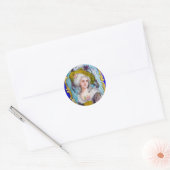 STICKER ROND DAME ROCOCO AUX ROSES ROSES ROSES (Enveloppe)