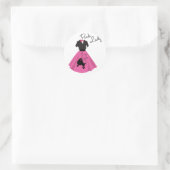 Sticker Rond Dame rose (Sac)