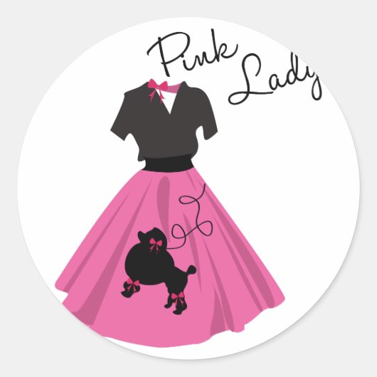 Sticker Rond Dame rose (Devant)
