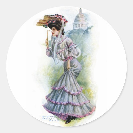 Sticker Rond Dame victorienne en robe de lavande (Devant)