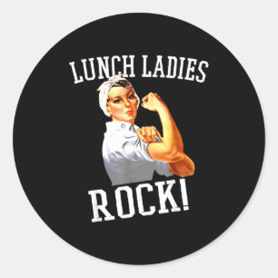 Sticker Rond Dames déjeuner rétro font rock travailleur cafétér