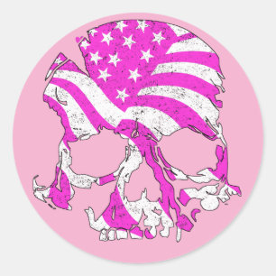 Sticker Rond Dames Édition rose crâne