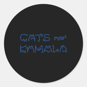 Sticker Rond Dames Kamala Typographie Chat Alphabet Cute Sim