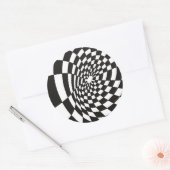Sticker Rond Damier déformé en noir et blanc (Enveloppe)