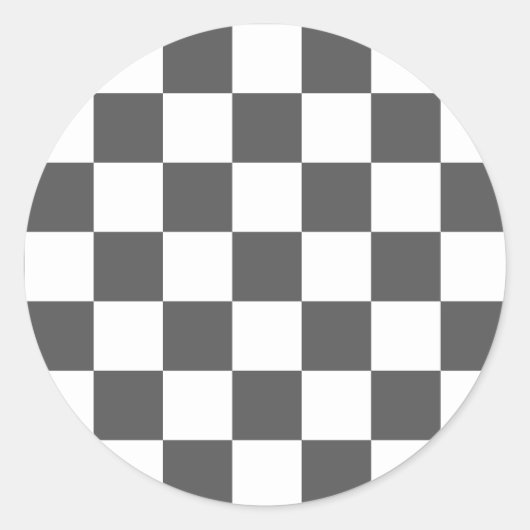 Sticker Rond Damier gris foncé classique (Devant)