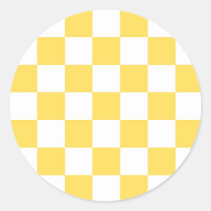 Sticker Rond Damier jaune visuel classique 