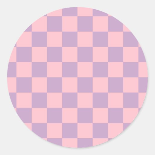 Sticker Rond Damier lilas et rose (Devant)
