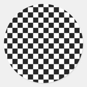 Sticker Rond Damier noir et blanc