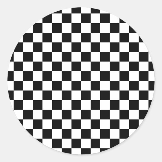 Sticker Rond Damier noir et blanc (Devant)