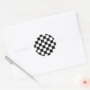 Sticker Rond Damier noir et blanc