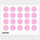 Sticker Rond Damier rose visuel classique  (Feuille)